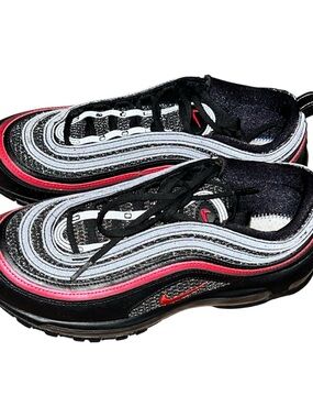 Nike Black, Silver & Red Wave-Striped Air Max Sneakers